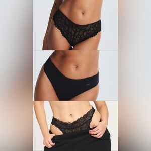 🏷️ NWT Savage X Fenty Set of 4 Black Panties, Black Caviar